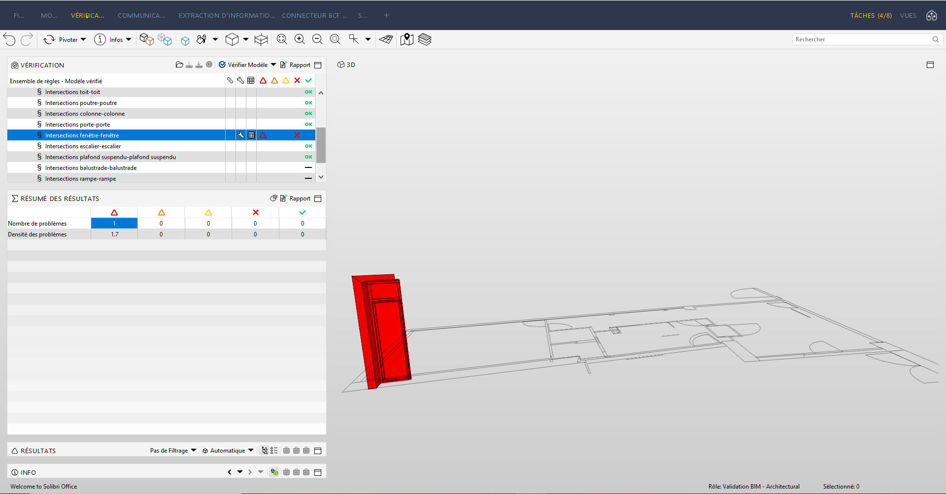 Analyse intersection entre objet Solibri