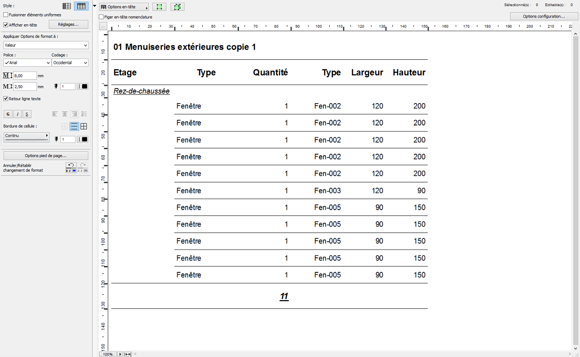 Nomenclature des fenêtres dans Archicad